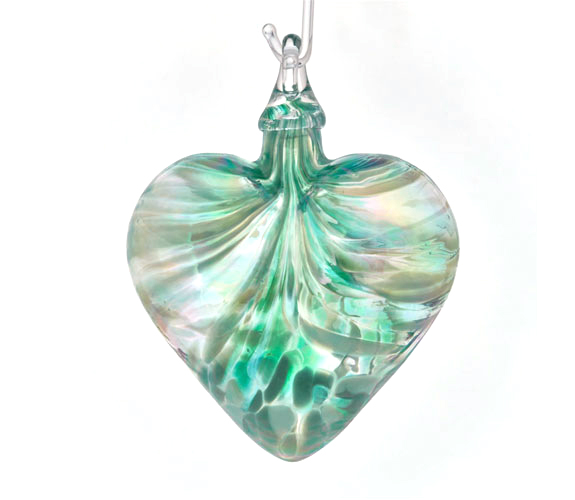 Jade Mosaic Heart Ornament by Glass Eye Studio